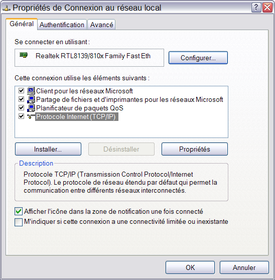 Paramtrage TCP/IP